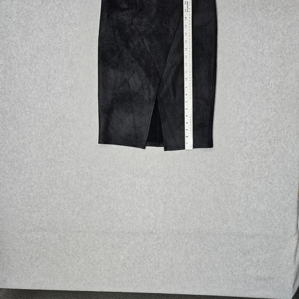 Free People Women Skirt S Black Whitney Vegan Pencil Faux Suede Leather Wrap